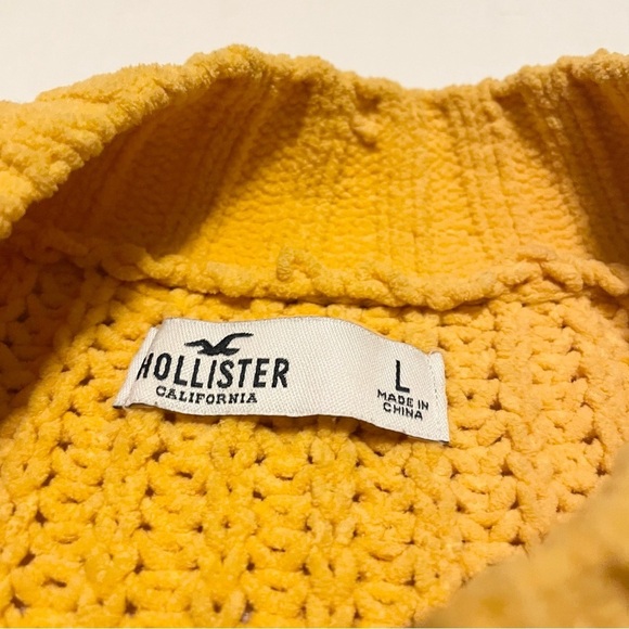 Hollister Chunky Cropped Yellow Sweater Womens Size Large - Picture 6 of 16